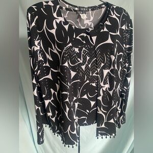MSK Black & White 2 piece Patterned Shimmer Top set Size Large